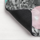 Leopard Panther Schwarz-weiß Pink Blase Blauer Blä Mousepad (Ecke)