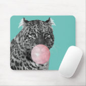 Leopard Panther Schwarz-weiß Pink Blase Blauer Blä Mousepad (Mit Mouse)