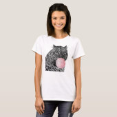 Leopard Panther Schwarz-weiß Pink Bubble Gum T-Shirt (Vorne ganz)