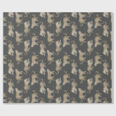 Leopard PArade on Brown Black Geschenkpapier (Flach)
