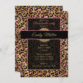 Leopard-Party aus rosa und goldfarbenem Glitzer Einladung (Vorne/Hinten)