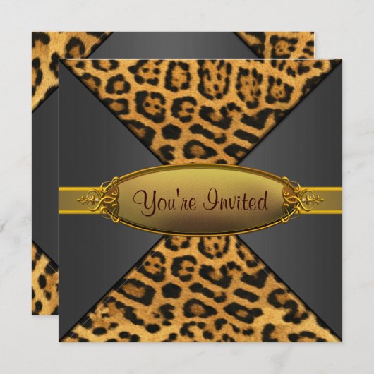 Leopard-Party Einladung (Vorne/Hinten)
