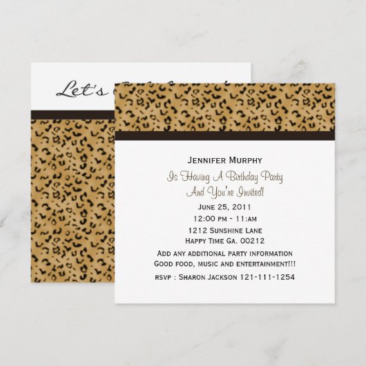 Leopard-Party Einladungen (Vorne/Hinten)