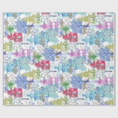 Leopard-Party im Pagoden-Wald Geschenkpapier (Flach)