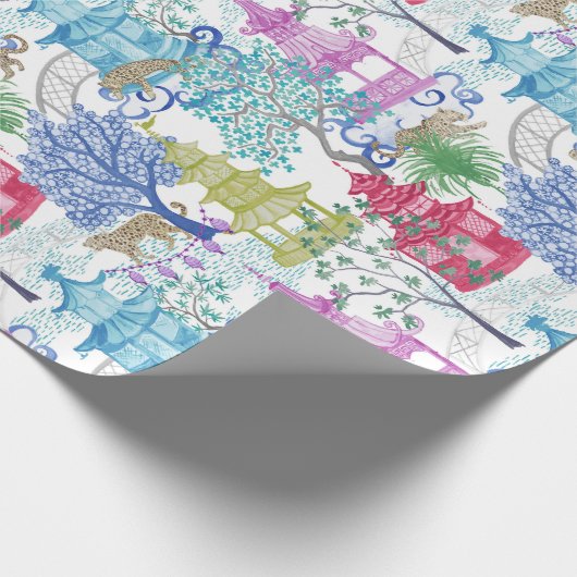 Leopard-Party im Pagoden-Wald Geschenkpapier (Ecke)