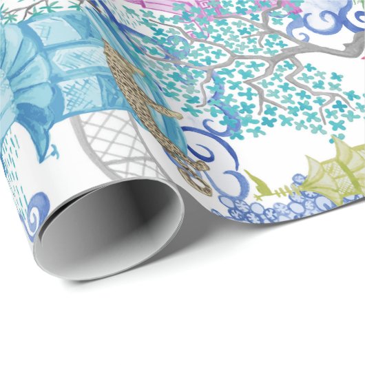 Leopard-Party im Pagoden-Wald Geschenkpapier (Rolleneckpunkt)