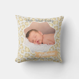 Leopard Pastel Gray Sage Yellow Baby Foto Kissen