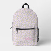 Leopard Pastel Pink Grau Gelb Bedruckter Rucksack (Vorderseite)