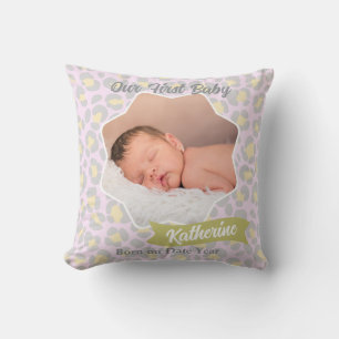 Leopard Pastel Pink Yellow Gray Baby Foto Kissen