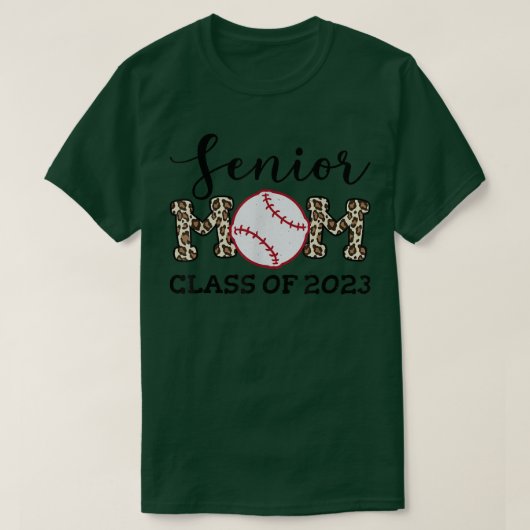 Leopard Pattern Baseball Senior Mama Class of 2023 T-Shirt (Design vorne)