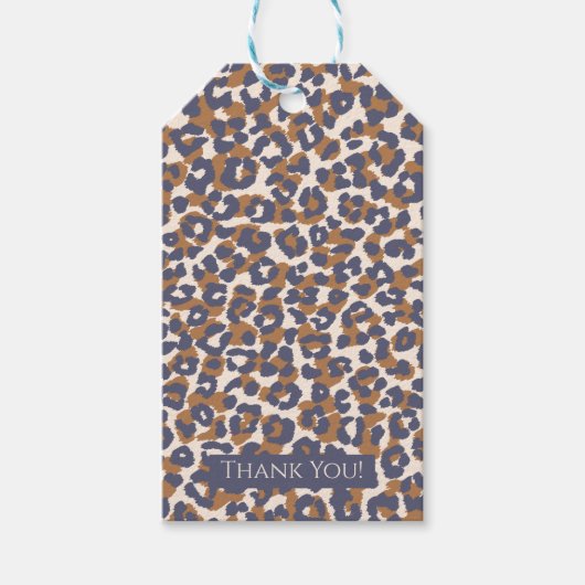 Leopard Pattern-blau und braun Geschenkanhänger (Vorderseite)