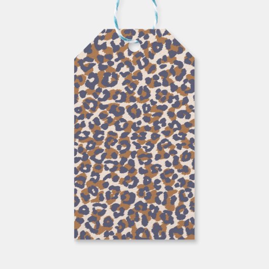 Leopard Pattern-blau und braun Geschenkanhänger (Rückseite)