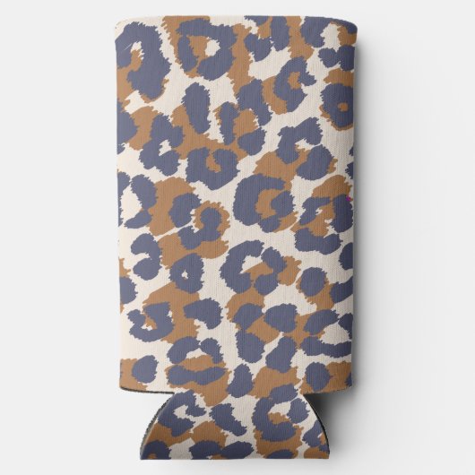 Leopard Pattern-blau und braun Selters Dosenkühler (Rückseite)