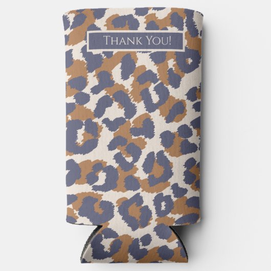Leopard Pattern-blau und braun Selters Dosenkühler (Vorderseite)