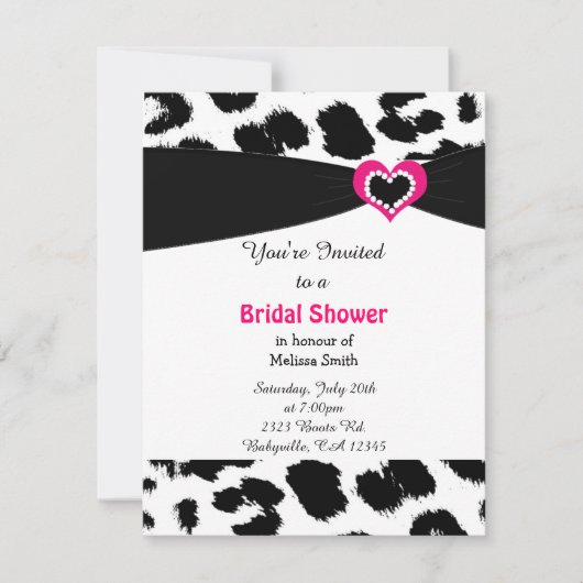 Leopard Pattern Bridal Dusche Einladung (Vorderseite)