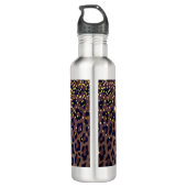 Leopard pattern brown black golden bronze monogram edelstahlflasche (Rückseite)