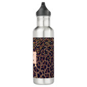 Leopard pattern brown black golden bronze monogram edelstahlflasche (Rechts)