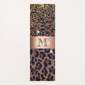 Leopard pattern brown black golden bronze monogram yogamatte (Vorderseite)