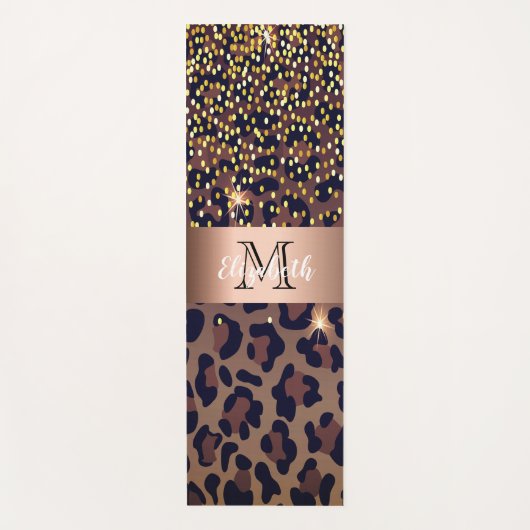 Leopard pattern brown black golden bronze monogram yogamatte (Vorderseite)