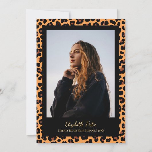 Leopard Pattern Foto Abschluss Einladung (Vorderseite)
