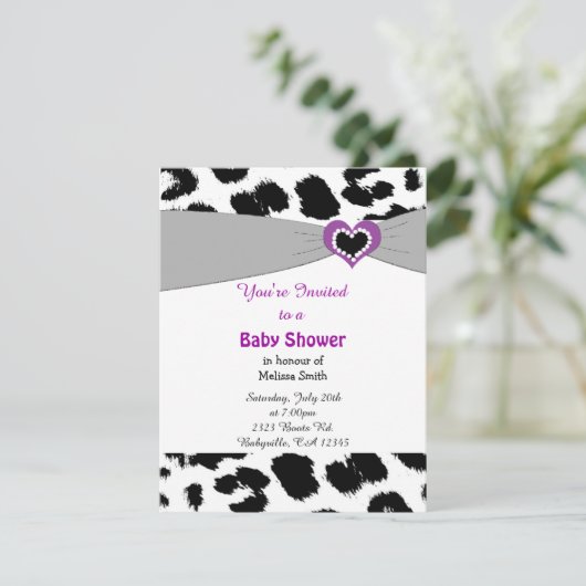 Leopard Pattern Kinderdusche Einladung (Stehend Vorderseite)