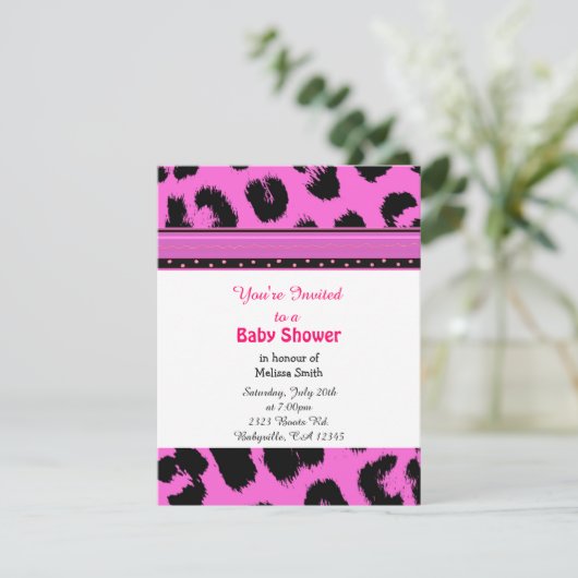 Leopard Pattern Kinderdusche Einladung (Stehend Vorderseite)