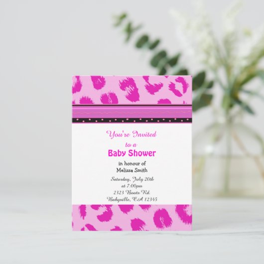 Leopard Pattern Kinderdusche Einladung (Stehend Vorderseite)