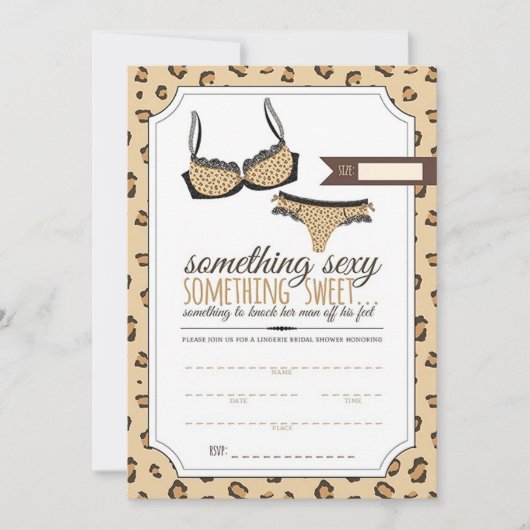 Leopard Pattern Lingerie Brautparty Einladung (Vorderseite)