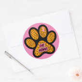 Leopard Paw Print Fur Mama Hund Katze Liebhaber Runder Aufkleber (Umschlag)