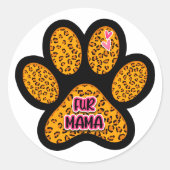 Leopard Paw Print Fur Mama Hund Katze Liebhaber Runder Aufkleber (Vorderseite)