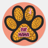 Leopard Paw Print Fur Mama Hund Katze Liebhaber Runder Aufkleber (Vorderseite)