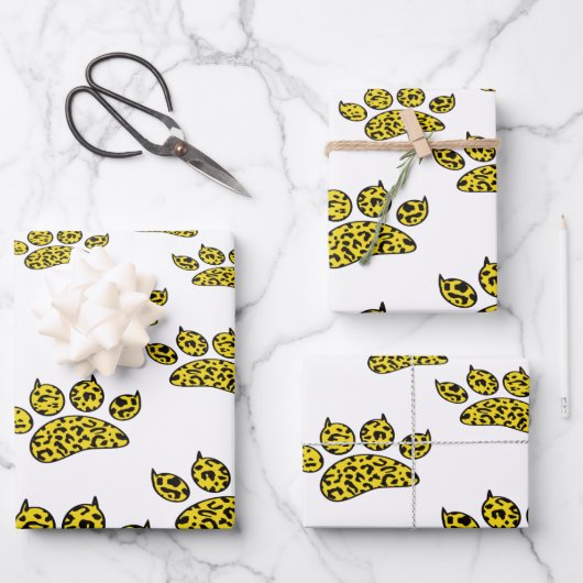 Leopard Paw Print Geschenkpapier Set (Vorderseite)