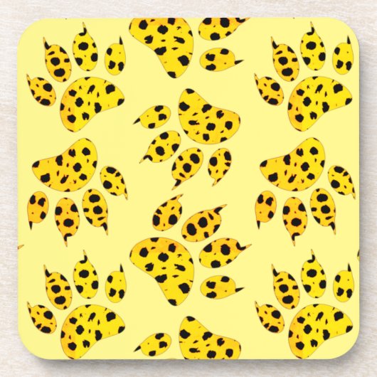Leopard Paw Print Pattern Getränkeuntersetzer (Vorderseite)