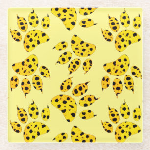 Leopard Paw Print Pattern Glasuntersetzer