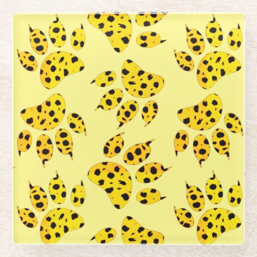 Leopard Paw Print Pattern Glasuntersetzer (Vorderseite)