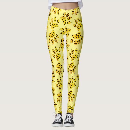 Leopard Paw Print Pattern Leggings (Vorderseite)