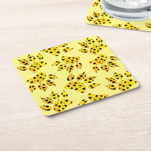 Leopard Paw Print Pattern Rechteckiger Pappuntersetzer (angewinkelt)