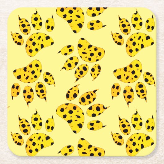 Leopard Paw Print Pattern Rechteckiger Pappuntersetzer (Vorderseite)