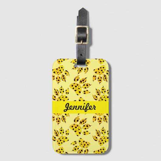 Leopard Paw Print Patterns Name hinzufügen Gepäckanhänger (Vorderseite Vertikal)