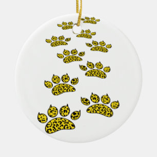 Leopard Paw Print Thread Keramik Ornament