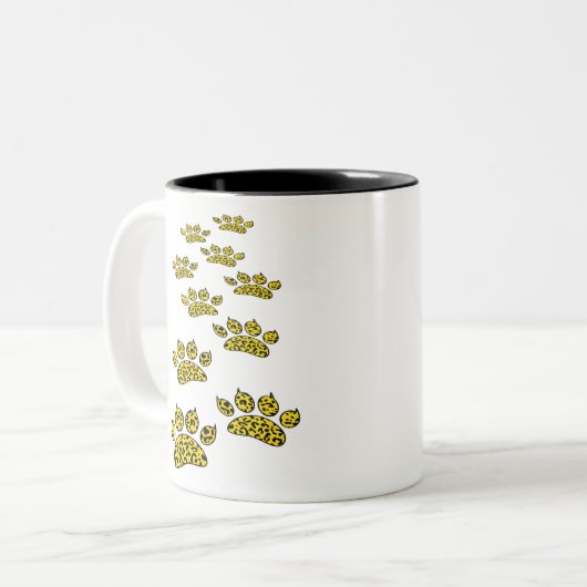 Leopard Paw Print Zweifarbige Tasse (Vorderseite Links)