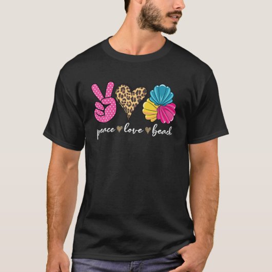 Leopard Peace Liebe Beach Funny Beach Vibes Summer T-Shirt (Vorderseite)