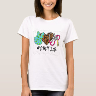 Leopard Peace Liebe EMT Life Stethoscope School Nu T-Shirt