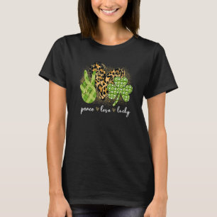 Leopard Peace Liebe Lucky Irish Kleeblatts St Patr T-Shirt