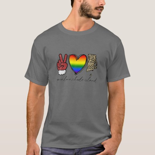 Leopard Peace Liebe Rhode Island Herz LGBT Prix C T-Shirt (Vorderseite)