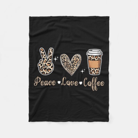Leopard Peace Love Coffee Funny Gift Love Coffee M Fleecedecke (Vorderseite)