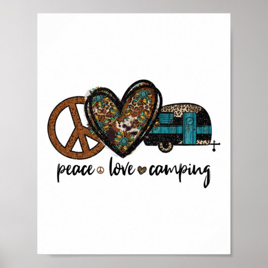 Leopard Peace Sign Herz Design Frauen Teens Ca Poster (Vorne)