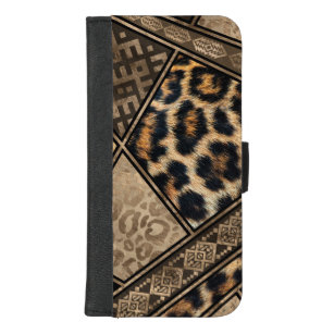 Leopard-Pelz mit Ethnischen Ornamenten #3 iPhone 8/7 Plus Geldbeutel-Hülle