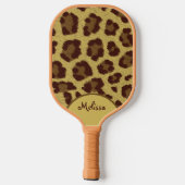 Leopard-Pelzdruck mit Personalisierung Pickleball Schläger (Rückseite)