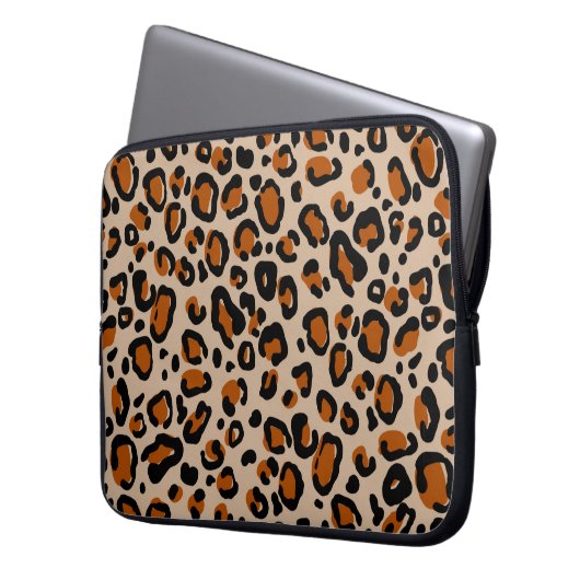 Leopard-Pelzmuster Laptopschutzhülle (Vorderseite Links)